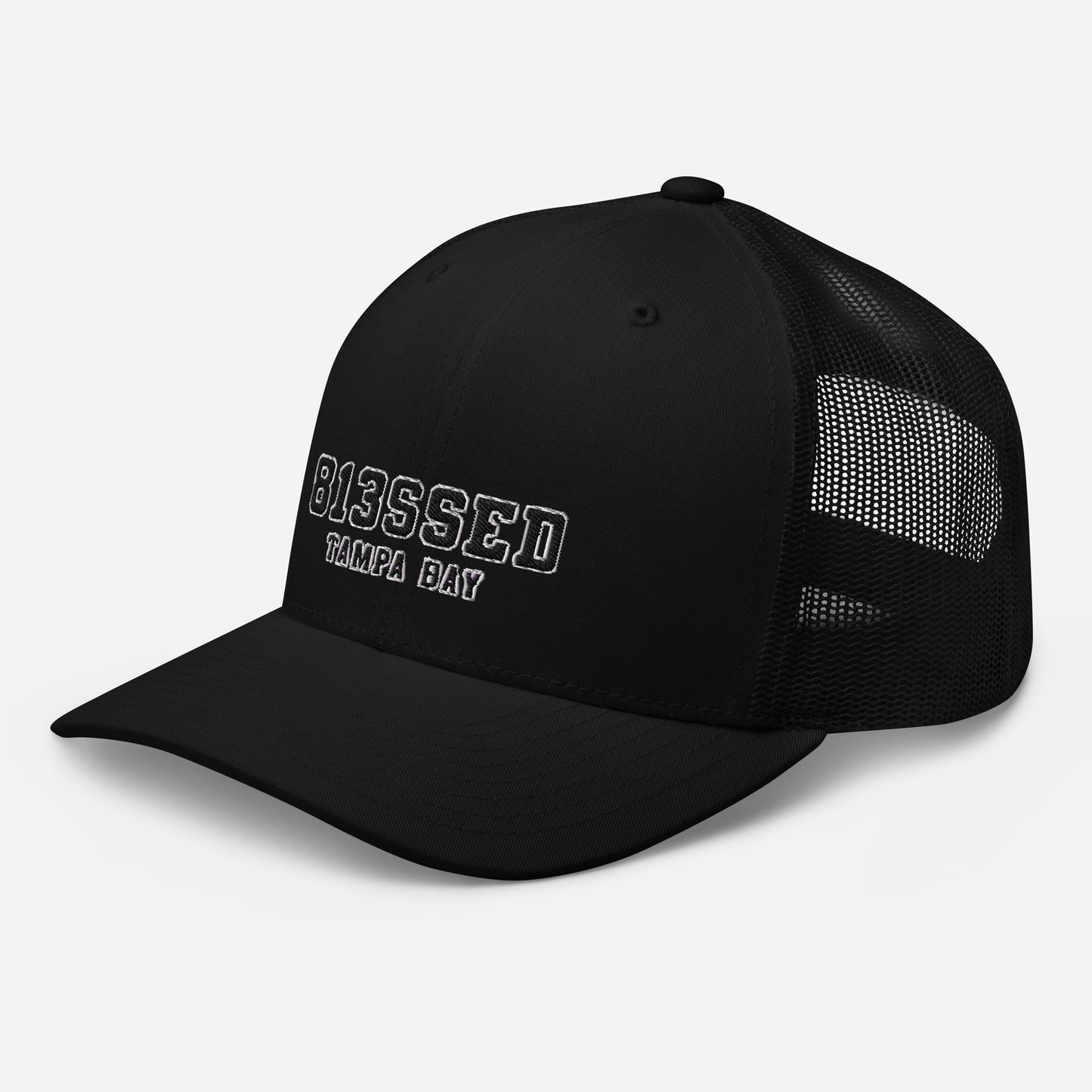 813SSED black on black trucker cap