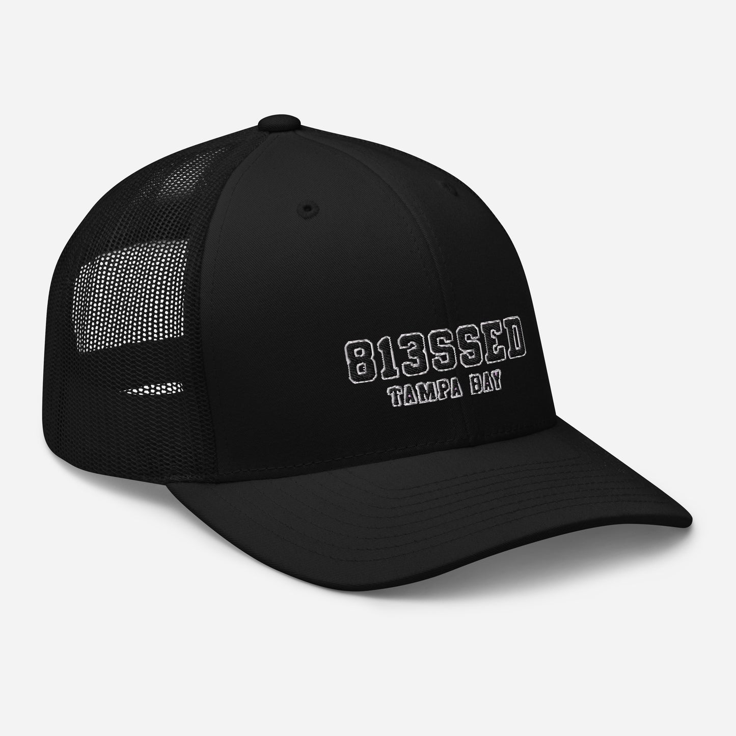 813SSED black on black trucker cap