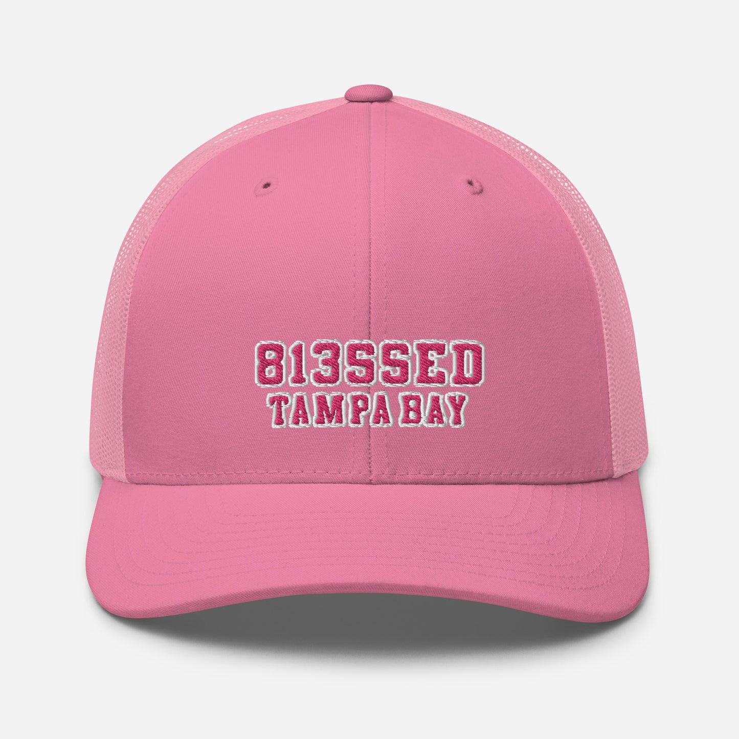 813SSED pink on pink trucker Cap